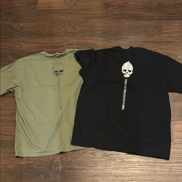 NEW Attifit T Shirt bundle Skull Graphic T-Shirts in Olive drab and Black bundle - Picture 2 of 7